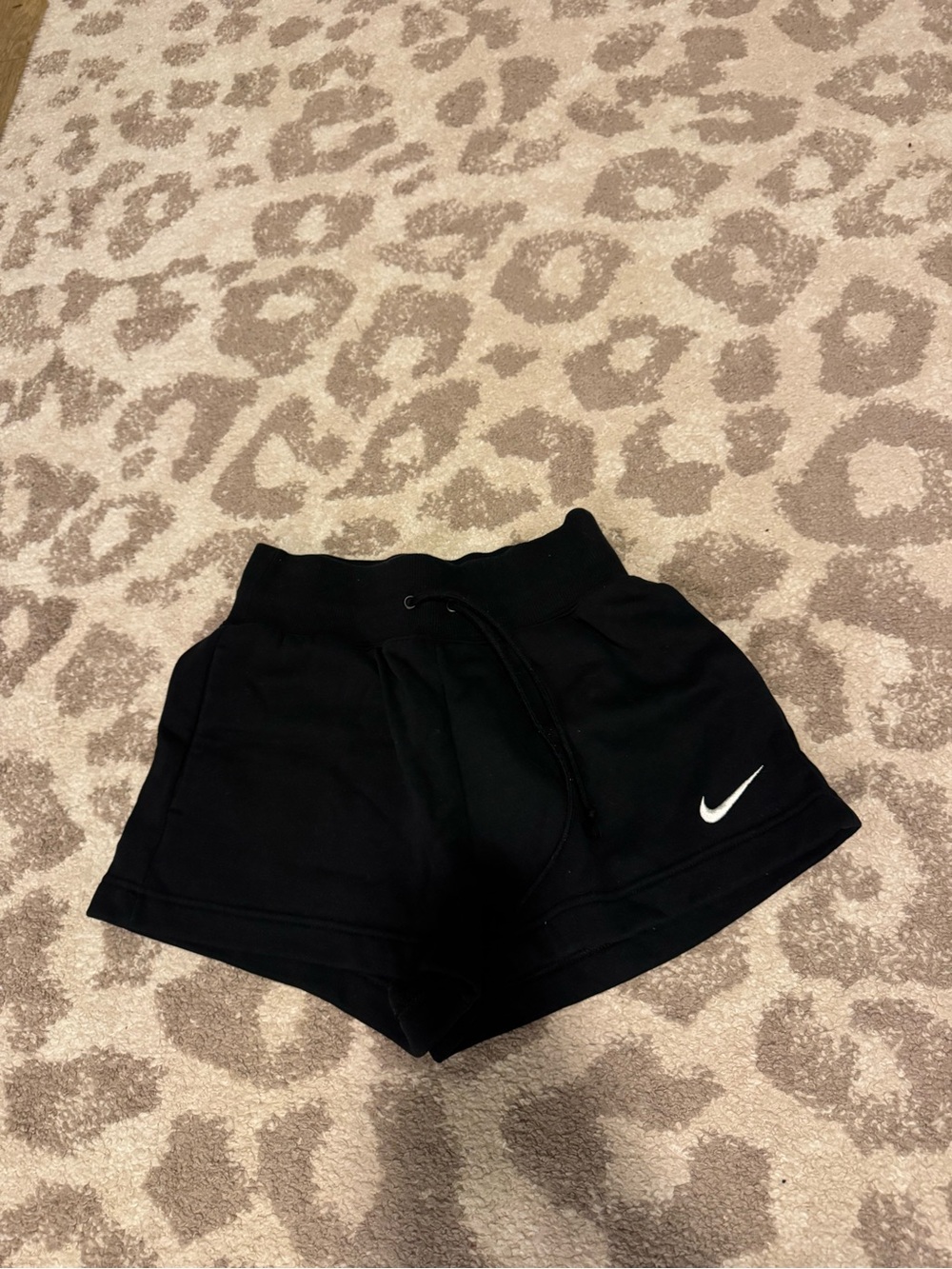 Nike Women's Black Athletic Shorts with White Swoosh
